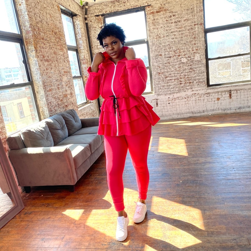 Layered Zip Front Long Sleeved Loungewear Set